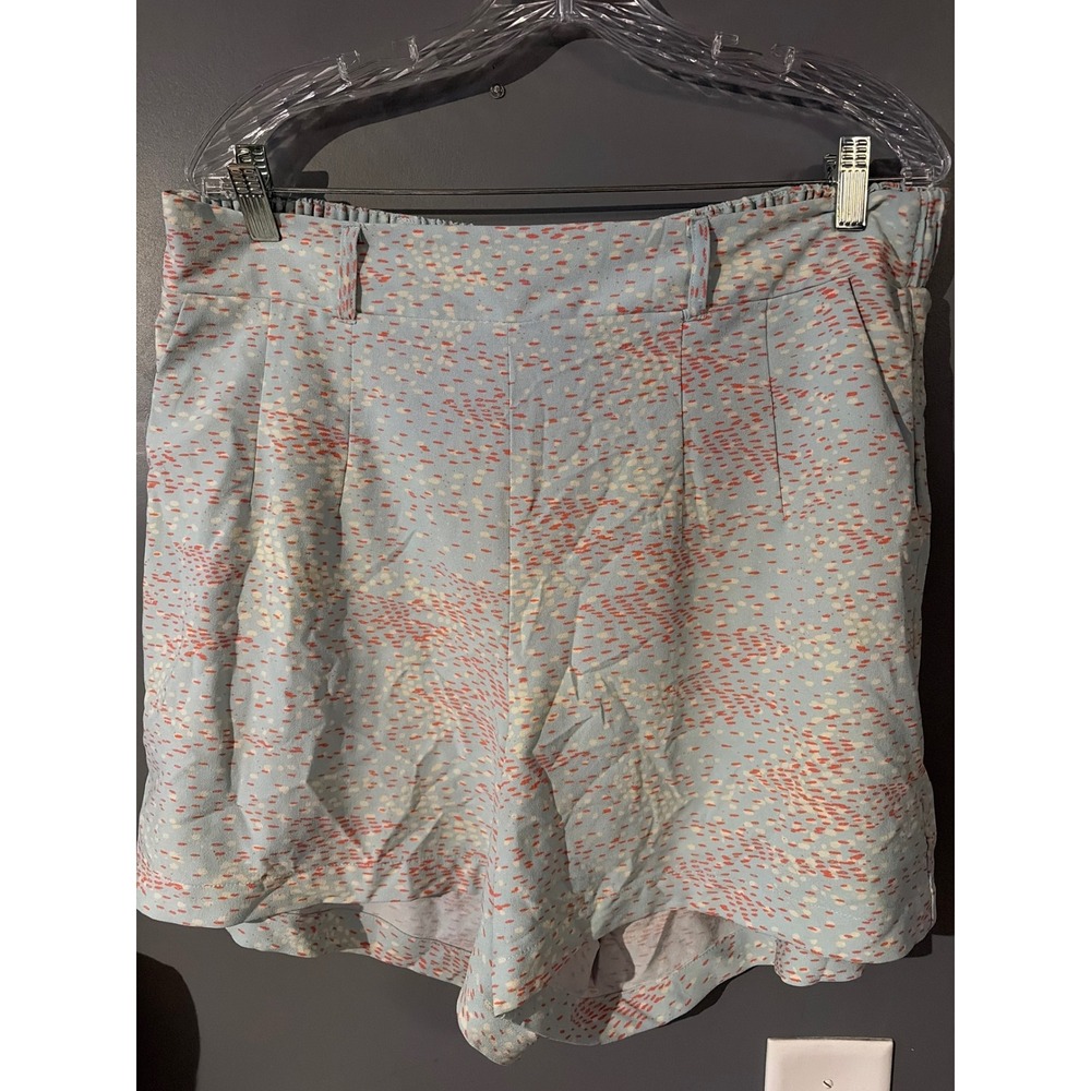 Torrid Women Blue Orange Abstract Dash Print Pleated Shorts Size 1 Plus Elastic
